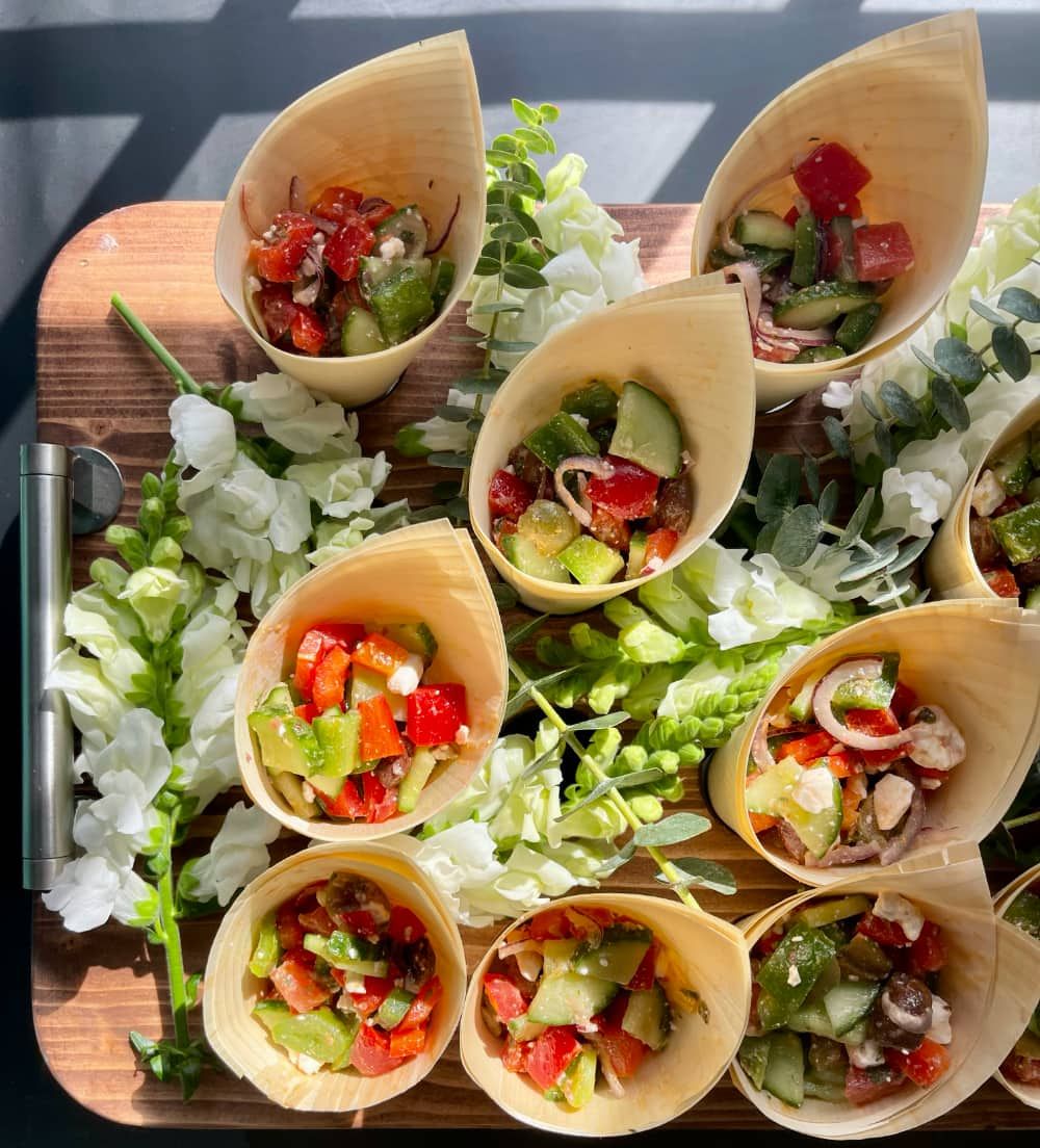 Cucumber Tomato and Feta Salad cups