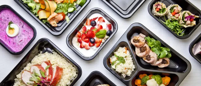 Catering lunch healthy food in containers